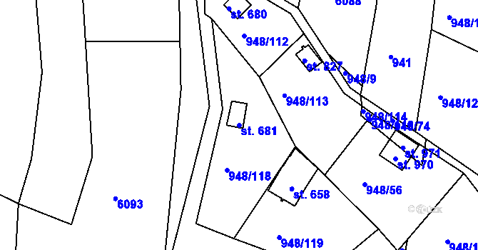 Parcela st. 681 v KÚ Mohelno, Katastrální mapa