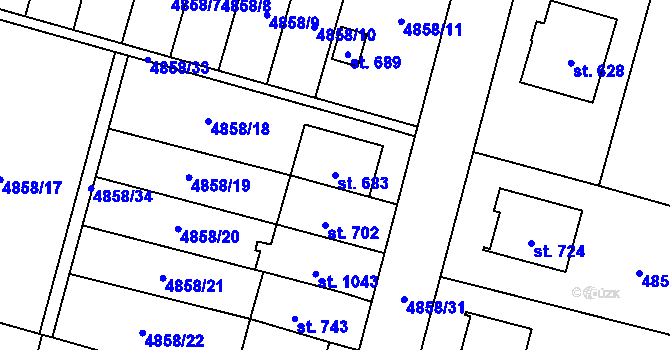 Parcela st. 683 v KÚ Mohelno, Katastrální mapa