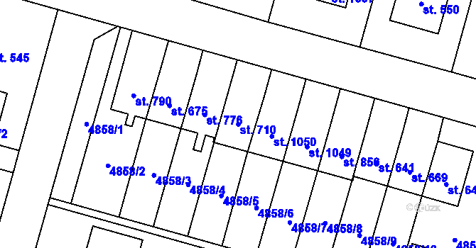 Parcela st. 710 v KÚ Mohelno, Katastrální mapa