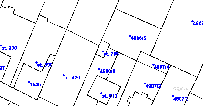 Parcela st. 786 v KÚ Mohelno, Katastrální mapa