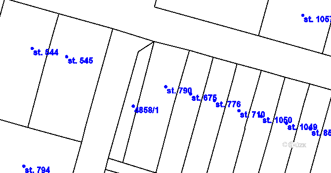 Parcela st. 790 v KÚ Mohelno, Katastrální mapa