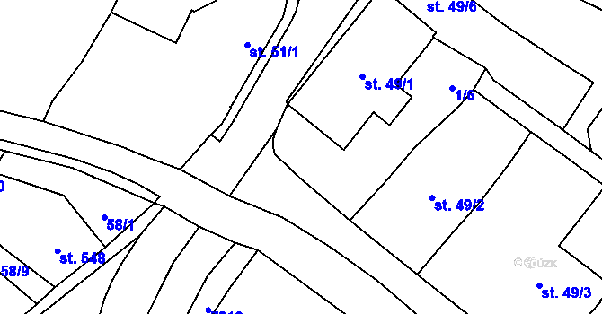 Parcela st. 1/1 v KÚ Mohelno, Katastrální mapa