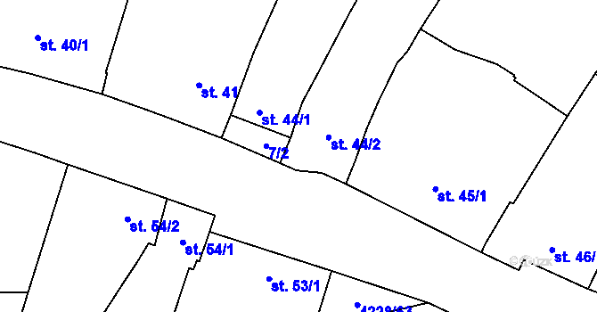 Parcela st. 7/4 v KÚ Mohelno, Katastrální mapa