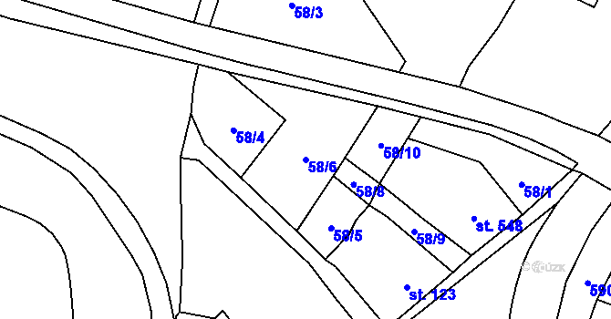 Parcela st. 58/6 v KÚ Mohelno, Katastrální mapa