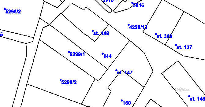 Parcela st. 144 v KÚ Mohelno, Katastrální mapa
