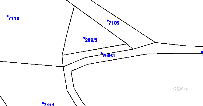Parcela st. 269/3 v KÚ Mohelno, Katastrální mapa