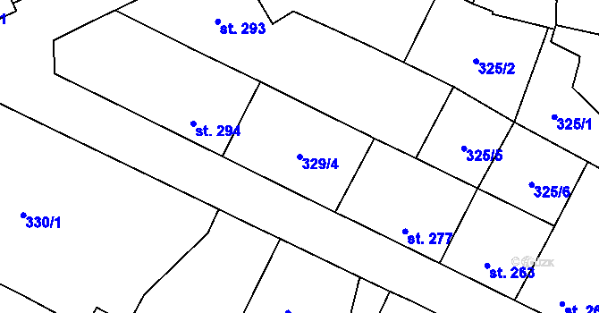 Parcela st. 329/4 v KÚ Mohelno, Katastrální mapa