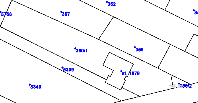Parcela st. 360 v KÚ Mohelno, Katastrální mapa