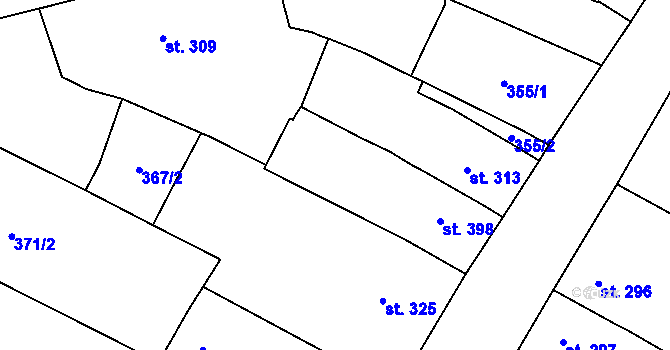 Parcela st. 363/1 v KÚ Mohelno, Katastrální mapa