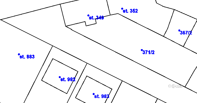 Parcela st. 372/1 v KÚ Mohelno, Katastrální mapa