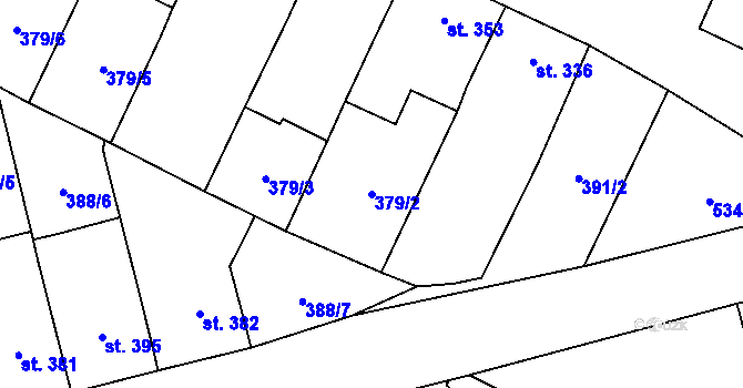 Parcela st. 379/2 v KÚ Mohelno, Katastrální mapa
