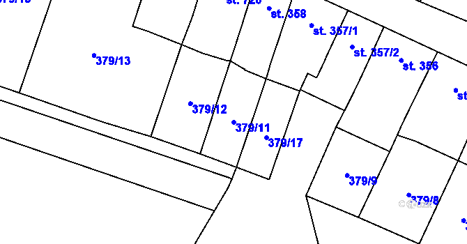 Parcela st. 379/11 v KÚ Mohelno, Katastrální mapa