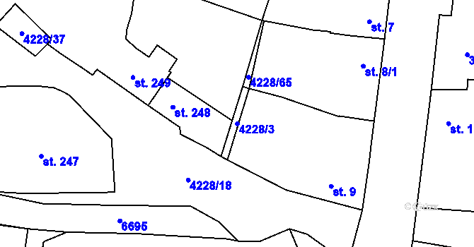 Parcela st. 4228/3 v KÚ Mohelno, Katastrální mapa