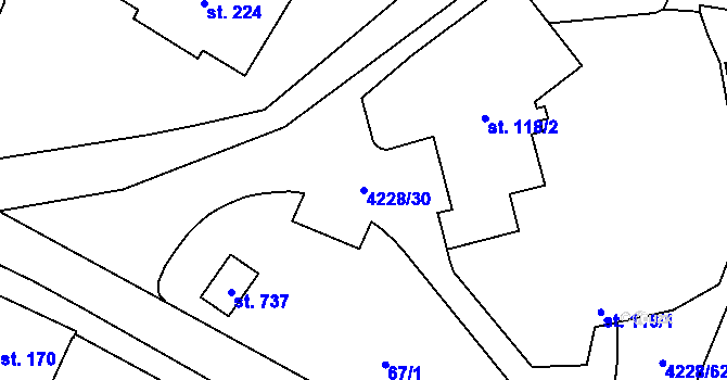 Parcela st. 4228/30 v KÚ Mohelno, Katastrální mapa