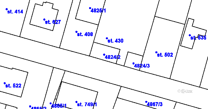 Parcela st. 4824/2 v KÚ Mohelno, Katastrální mapa