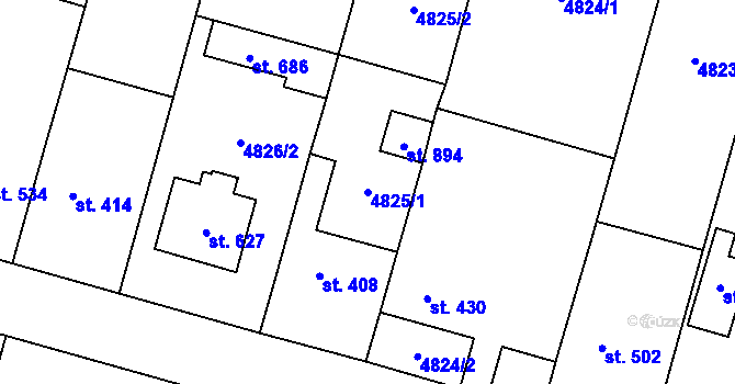 Parcela st. 4825/1 v KÚ Mohelno, Katastrální mapa