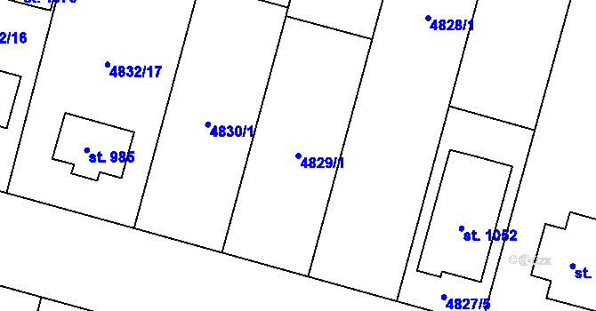 Parcela st. 4829/1 v KÚ Mohelno, Katastrální mapa