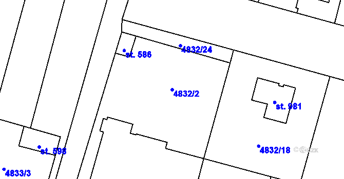 Parcela st. 4832/2 v KÚ Mohelno, Katastrální mapa