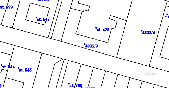 Parcela st. 4832/9 v KÚ Mohelno, Katastrální mapa
