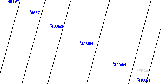 Parcela st. 4835/1 v KÚ Mohelno, Katastrální mapa