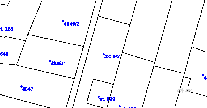 Parcela st. 4839/2 v KÚ Mohelno, Katastrální mapa