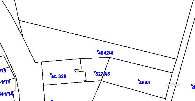 Parcela st. 4842/4 v KÚ Mohelno, Katastrální mapa