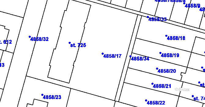Parcela st. 4858/17 v KÚ Mohelno, Katastrální mapa