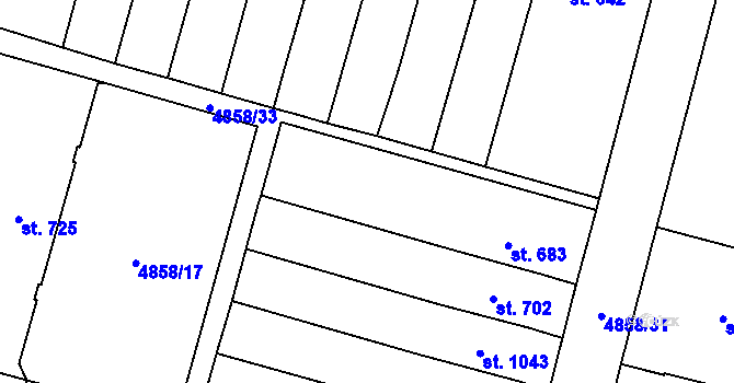 Parcela st. 4858/18 v KÚ Mohelno, Katastrální mapa