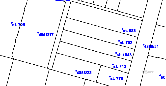 Parcela st. 4858/20 v KÚ Mohelno, Katastrální mapa
