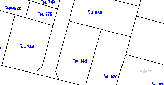 Parcela st. 4858/30 v KÚ Mohelno, Katastrální mapa