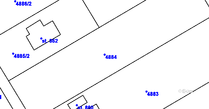 Parcela st. 4884 v KÚ Mohelno, Katastrální mapa