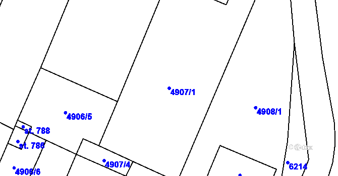 Parcela st. 4907/1 v KÚ Mohelno, Katastrální mapa