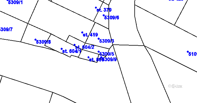 Parcela st. 5309/5 v KÚ Mohelno, Katastrální mapa