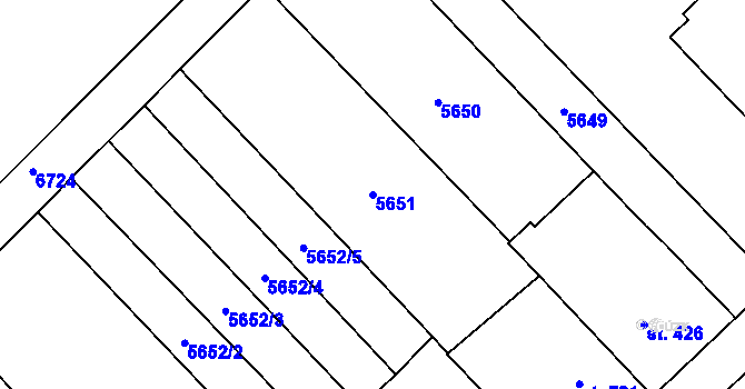 Parcela st. 5651 v KÚ Mohelno, Katastrální mapa