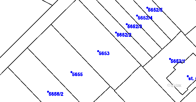 Parcela st. 5653 v KÚ Mohelno, Katastrální mapa