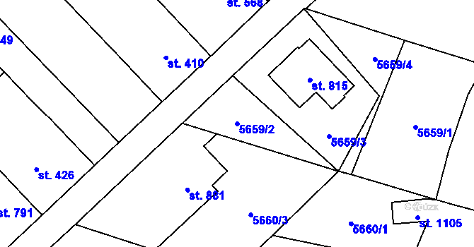 Parcela st. 5659/2 v KÚ Mohelno, Katastrální mapa
