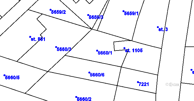Parcela st. 5660/1 v KÚ Mohelno, Katastrální mapa