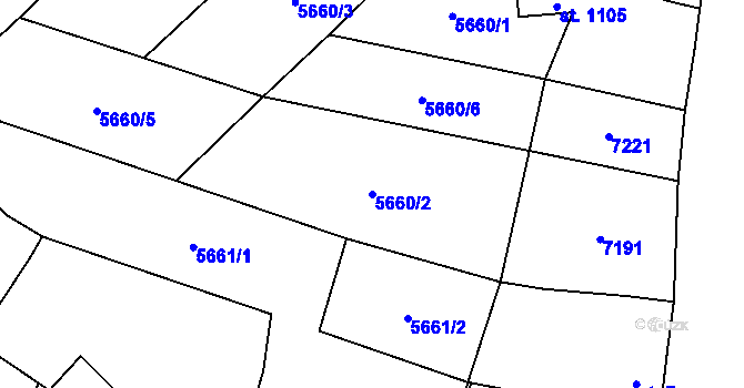 Parcela st. 5660/2 v KÚ Mohelno, Katastrální mapa