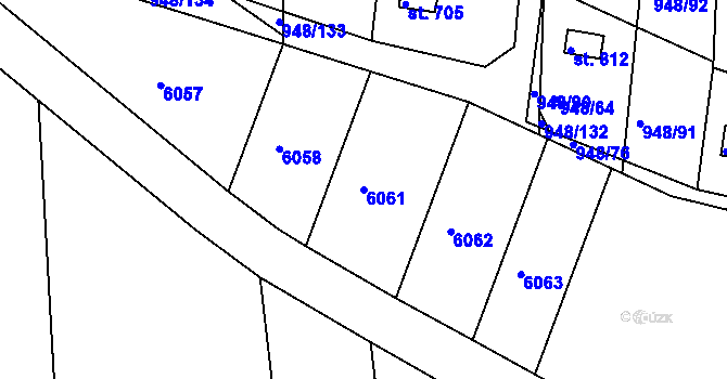 Parcela st. 6061 v KÚ Mohelno, Katastrální mapa