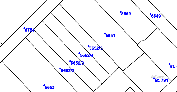 Parcela st. 5652/5 v KÚ Mohelno, Katastrální mapa