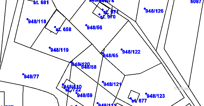 Parcela st. 948/65 v KÚ Mohelno, Katastrální mapa