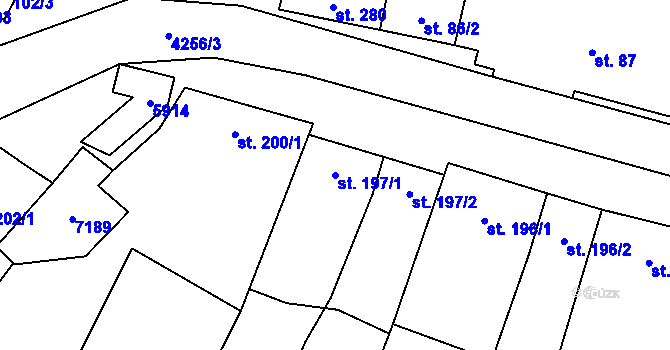 Parcela st. 197/1 v KÚ Mohelno, Katastrální mapa