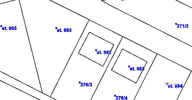 Parcela st. 982 v KÚ Mohelno, Katastrální mapa