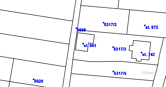 Parcela st. 861 v KÚ Mohelno, Katastrální mapa