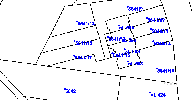 Parcela st. 5641/16 v KÚ Mohelno, Katastrální mapa