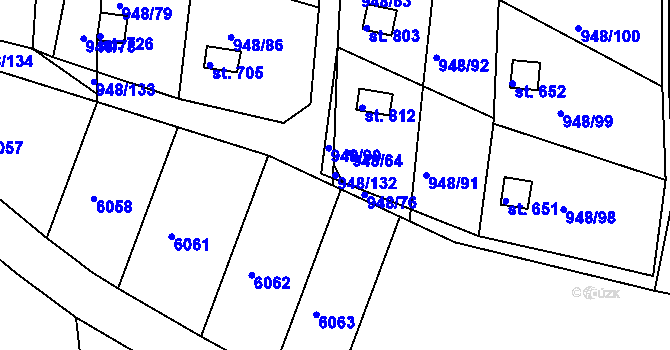 Parcela st. 948/132 v KÚ Mohelno, Katastrální mapa