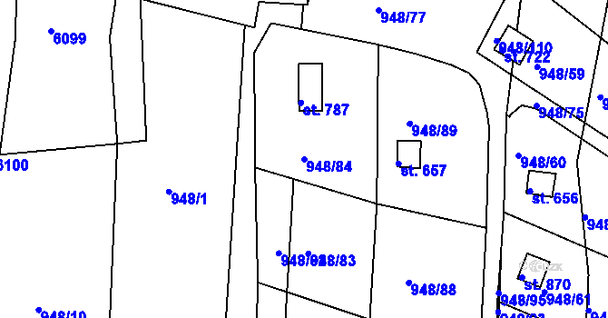 Parcela st. 948/84 v KÚ Mohelno, Katastrální mapa