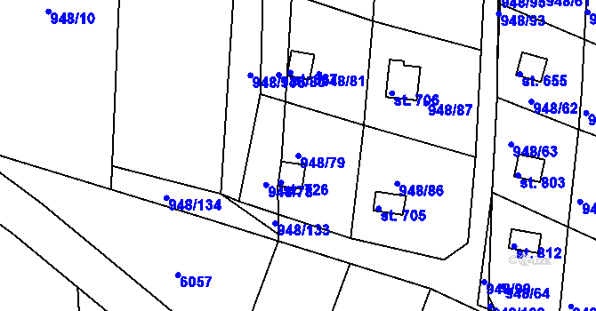 Parcela st. 948/79 v KÚ Mohelno, Katastrální mapa