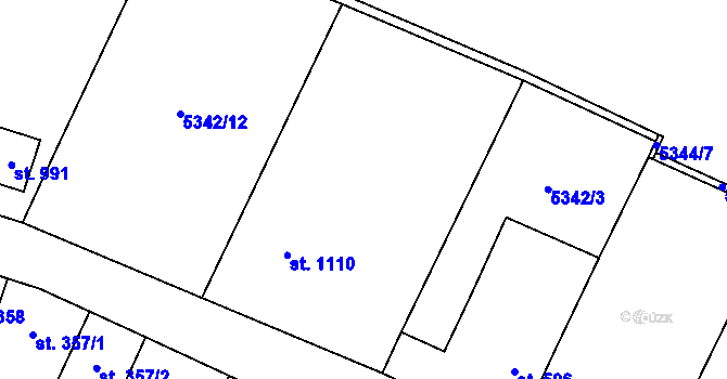 Parcela st. 5342/13 v KÚ Mohelno, Katastrální mapa