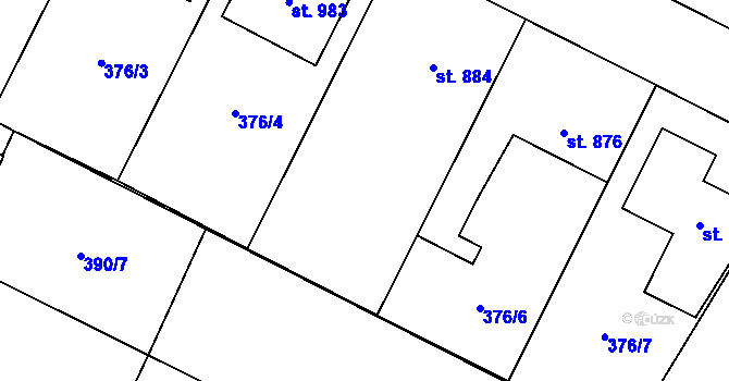 Parcela st. 376/5 v KÚ Mohelno, Katastrální mapa